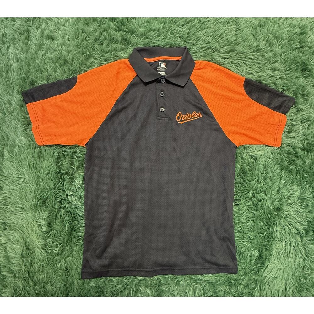 MLB Baltimore Orioles Men's Medium Gray Orange Performance Polo Shirt Fan